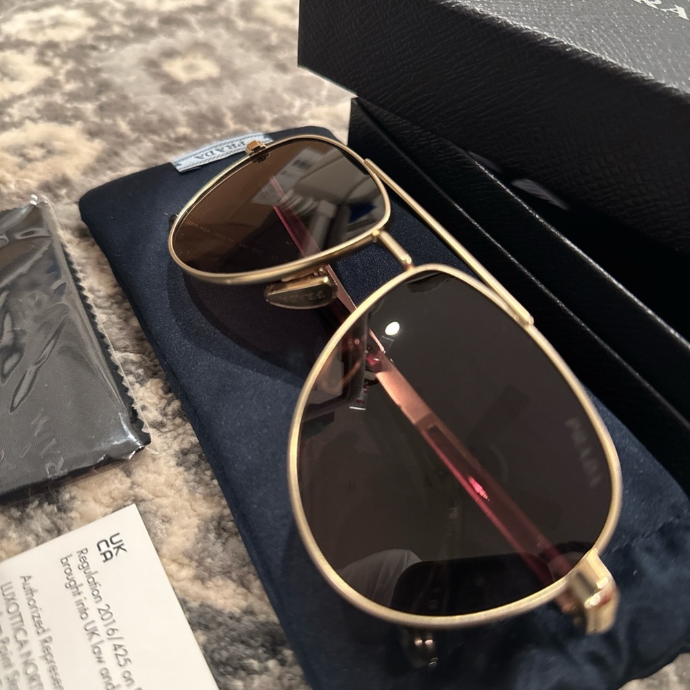 Prada Black Sunglasses with Gold Accents
